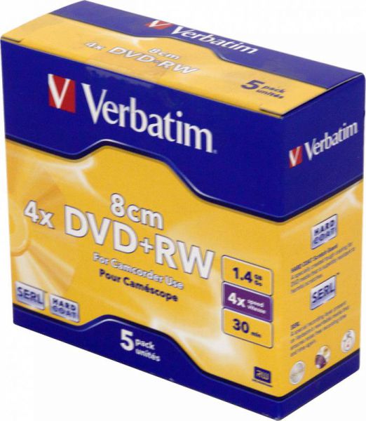 Диск DVD+RW Verbatim 1,46Gb 4x 8cm Jewel Case (5шт) 43565